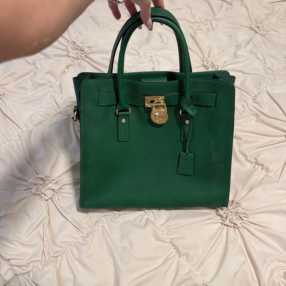 Michael Kors Green Satchel with Gold Accents